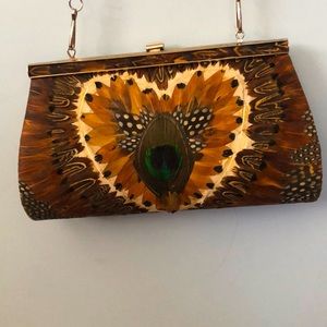 Peacock feathered purse